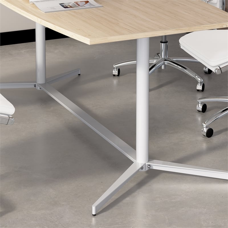 Scranton & Co Wood 72W Office Conference Table with Metal Base in Natural Elm