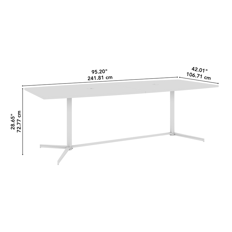 Scranton & Co Wood 96W Office Conference Table with Metal Base in Natural Elm