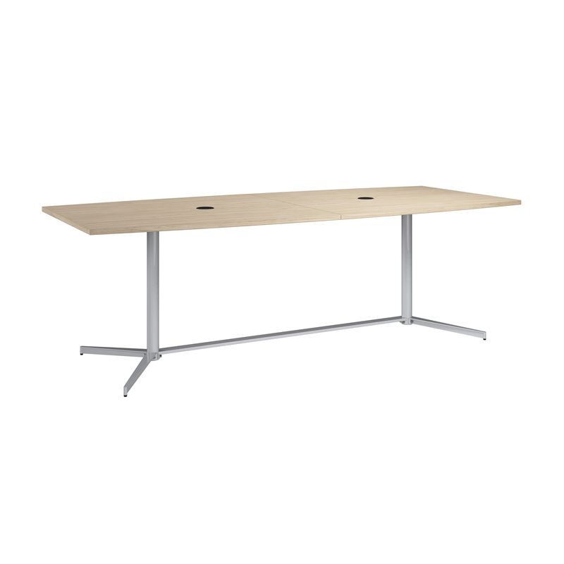 Scranton & Co Wood 96W Office Conference Table with Metal Base in Natural Elm