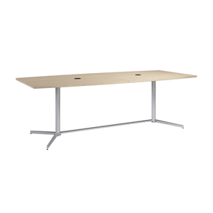 Scranton & Co Wood 96W Office Conference Table with Metal Base in Natural Elm