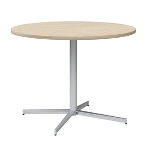 Scranton & Co Wood 42W Round Conference Table with Metal Base in Natural Elm