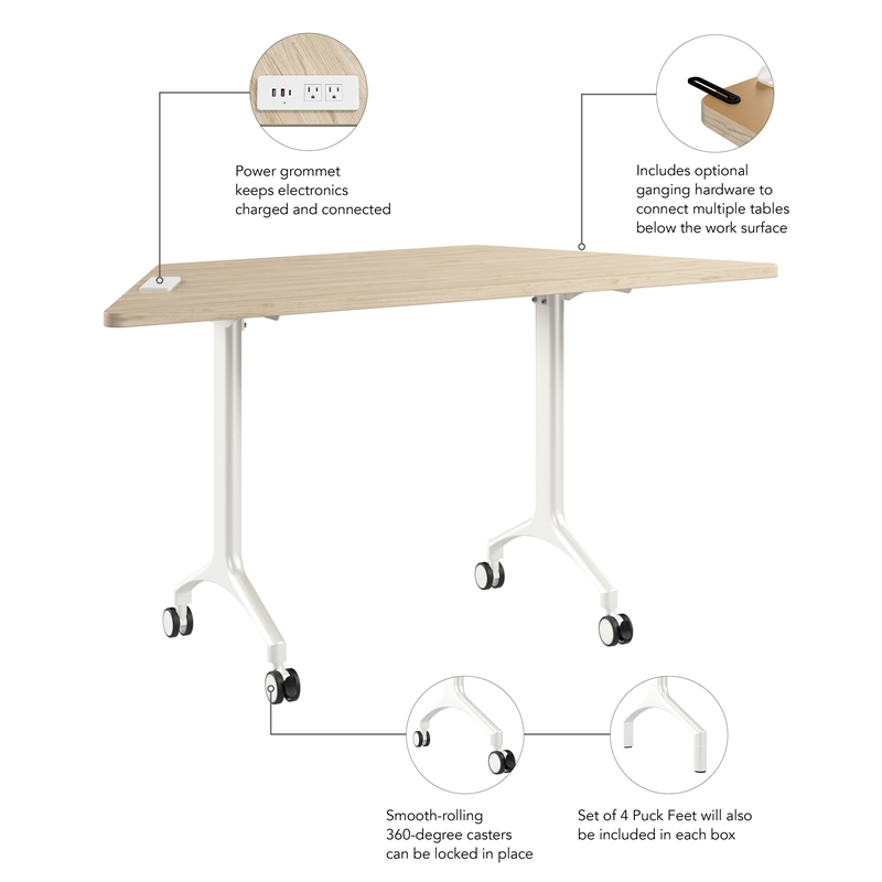 Scranton & Co Engineered Wood 60-inch Trapezoid Modular Conference Table in Elm