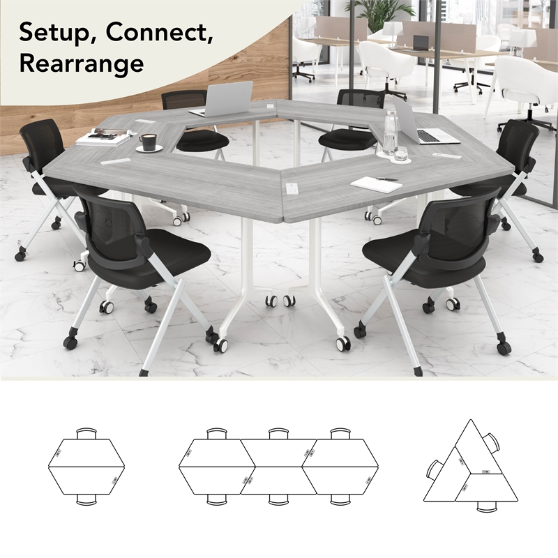 Scranton & Co Engineered Wood 60-inch Trapezoid Modular Conference Table in Gray