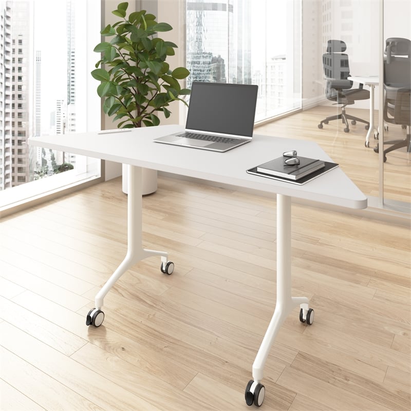 Scranton & Co Wood 60-inch Trapezoid Modular Conference Table in White