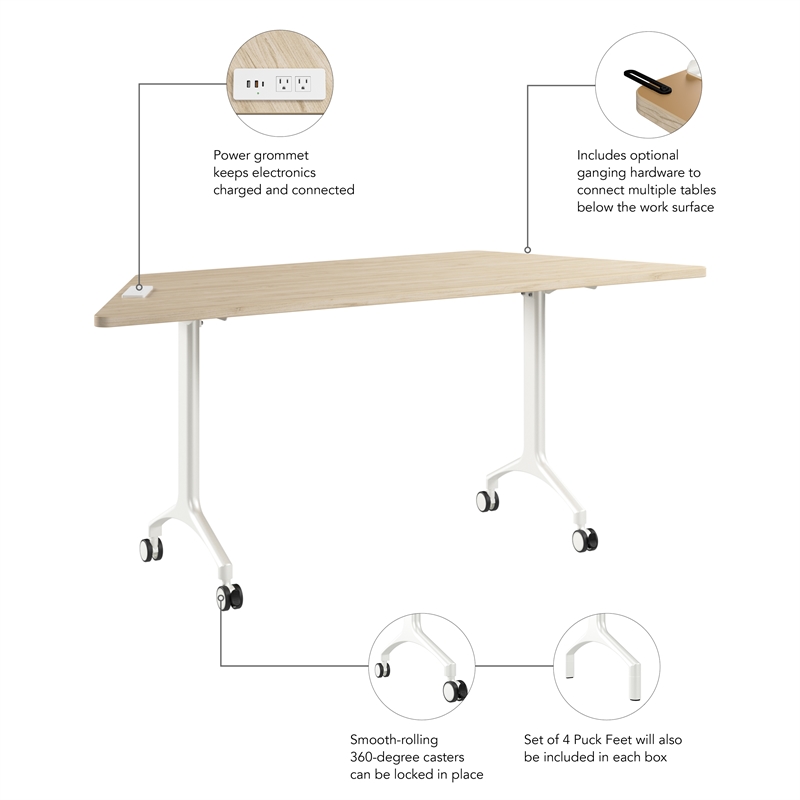 Scranton & Co Engineered Wood 72-inch Trapezoid Modular Conference Table in Elm