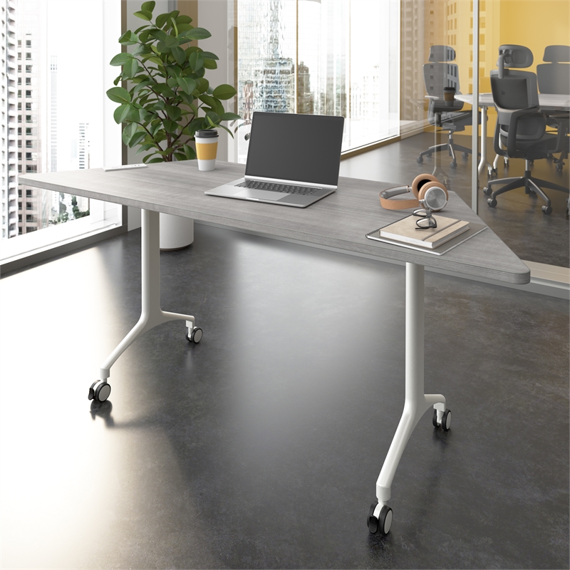 Scranton & Co Engineered Wood 72-inch Trapezoid Modular Conference Table in Gray