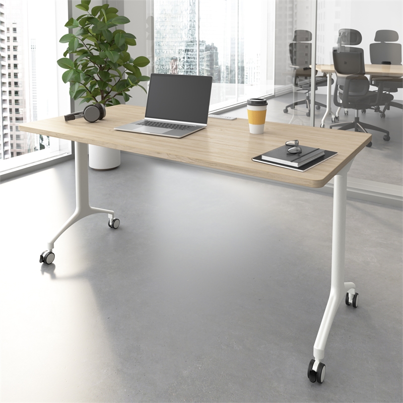 Scranton & Co Engineered Wood 60-inch Rectangle Modular Conference Table in Elm