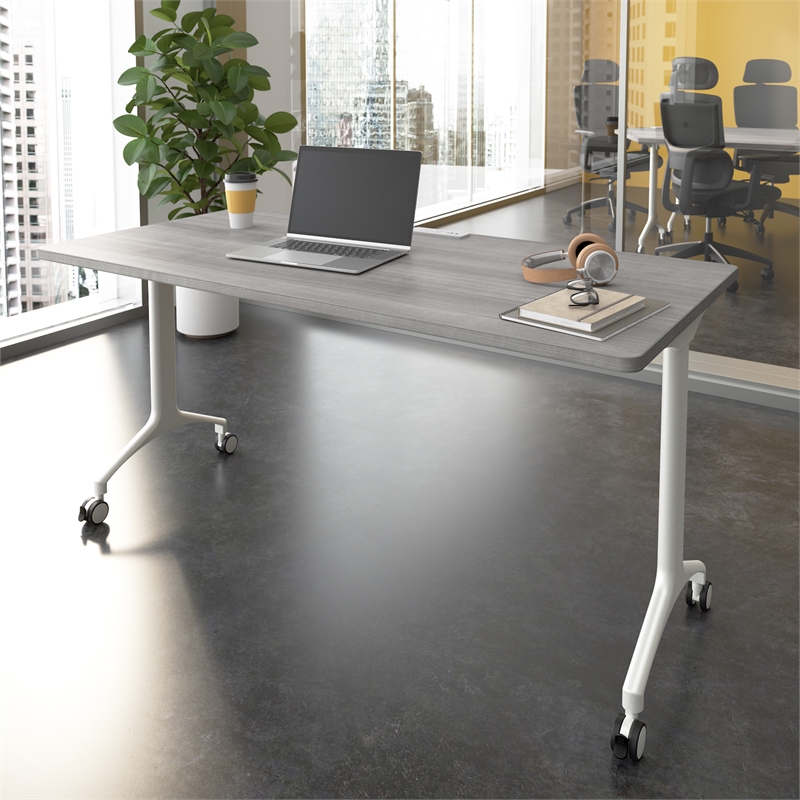 Scranton & Co Engineered Wood 60-inch Rectangle Modular Conference Table in Gray