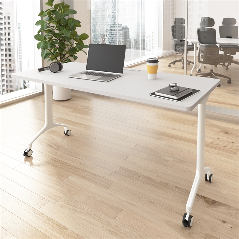 Scranton & Co Wood 60-inch Rectangle Modular Conference Table in White