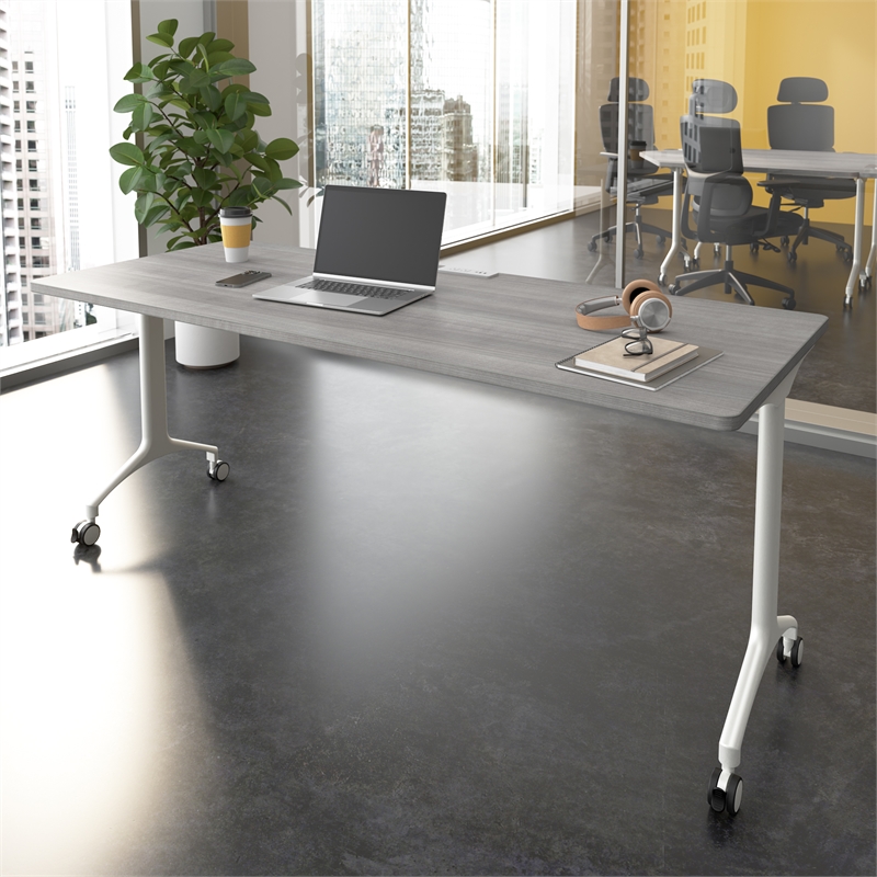 Scranton & Co Engineered Wood 72-inch Rectangle Modular Conference Table in Gray