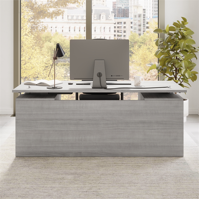 Scranton & Co Engineered Wood 72W Standing Desk with Modesty Panel in Gray