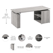 Scranton & Co Engineered Wood 72W x 30D Standing Desk with Bookcase in Gray