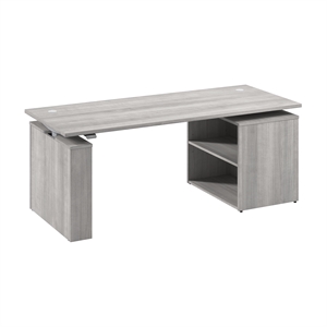 Scranton & Co Engineered Wood 72W x 30D Standing Desk with Bookcase in Gray