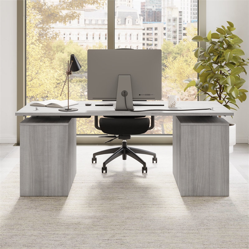 Scranton & Co Engineered Wood 72W Standing Desk with Drawers in Platinum Gray