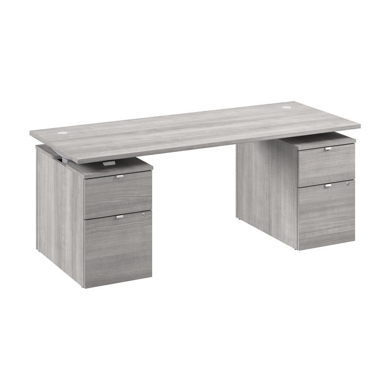 Scranton & Co Engineered Wood 72W Standing Desk with Drawers in Platinum Gray