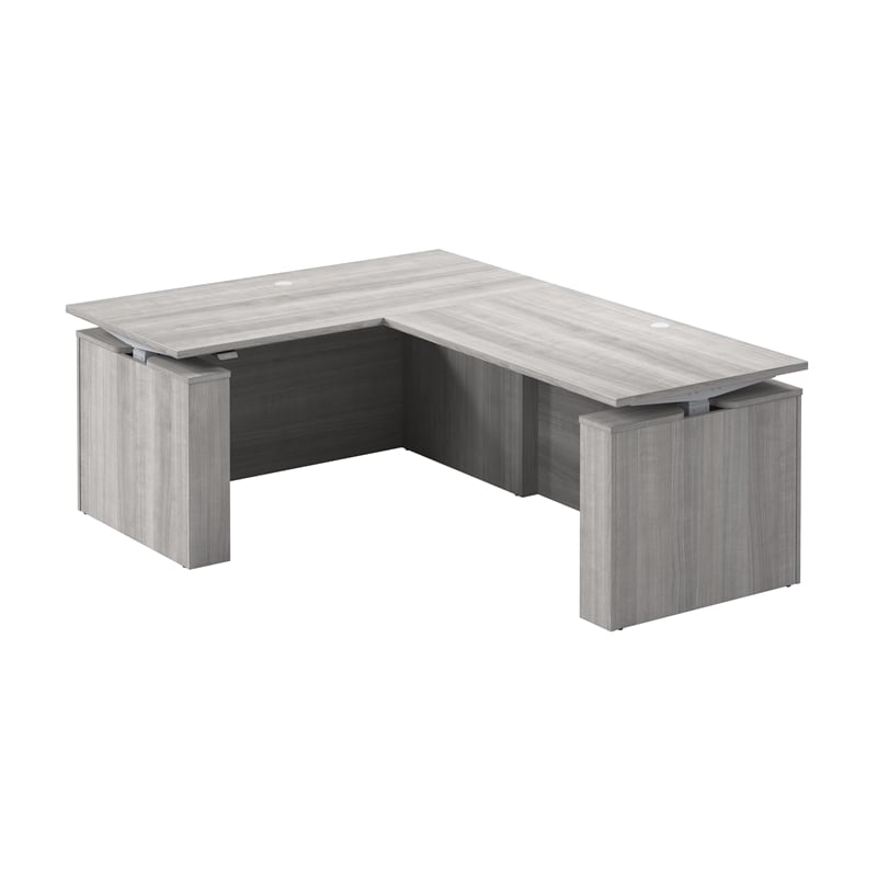 Scranton & Co Engineered Wood 60W x 78D L-Shaped Standing Desk in Platinum Gray