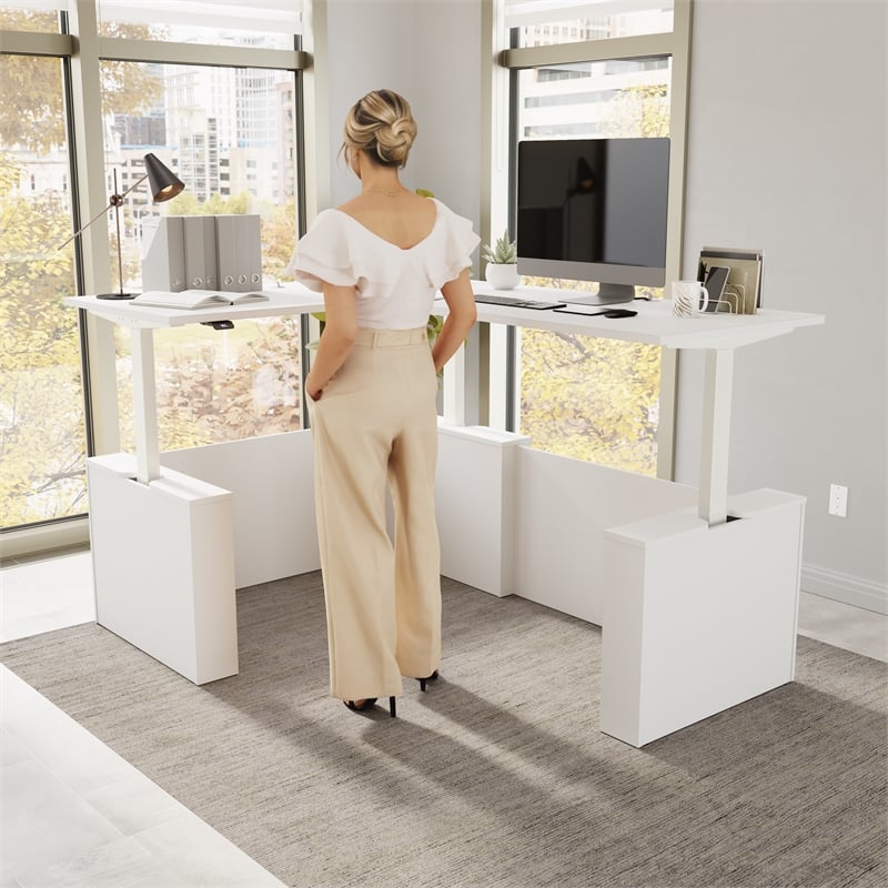 Scranton & Co Engineered Wood 60W x 78D L-Shaped Standing Desk White