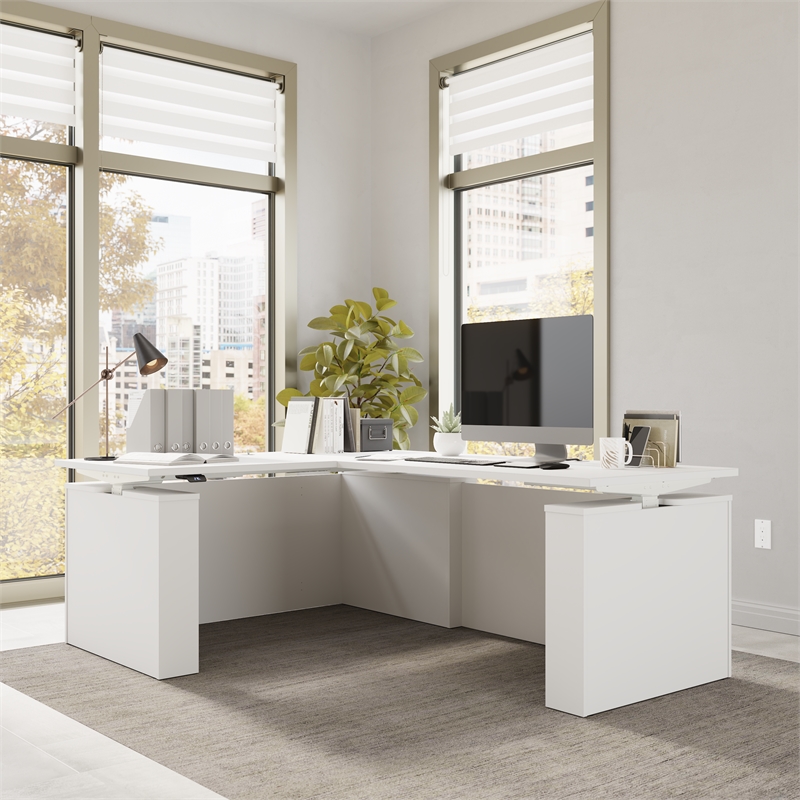 Scranton & Co Engineered Wood 60W x 78D L-Shaped Standing Desk White