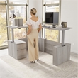 Scranton & Co Engineered Wood 60W Standing L Desk with File Cabinet in Gray