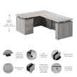 Scranton & Co Engineered Wood 60W Standing L Desk with File Cabinet in Gray