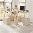 Scranton & Co Wood 72W Standing L Desk with File Cabinet in Natural Elm