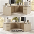 Scranton & Co Wood 72W Standing L Desk with File Cabinet in Natural Elm