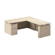 Scranton & Co Wood 72W Standing L Desk with File Cabinet in Natural Elm