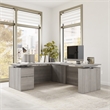 Scranton & Co Engineered Wood 72W Standing L Desk with File Cabinet in Gray