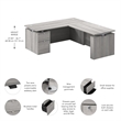 Scranton & Co Engineered Wood 72W Standing L Desk with File Cabinet in Gray