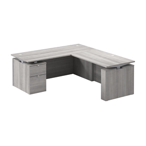 Scranton & Co Engineered Wood 72W Standing L Desk with File Cabinet in Gray