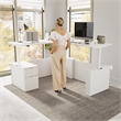 Scranton & Co Engineered Wood 72W Standing L Desk with File Cabinet in White
