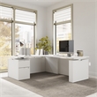 Scranton & Co Engineered Wood 72W Standing L Desk with File Cabinet in White