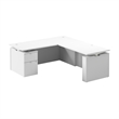 Scranton & Co Engineered Wood 72W Standing L Desk with File Cabinet in White
