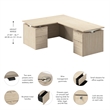 Scranton & Co Engineered Wood 60W Standing L Desk with Drawers in Natural Elm