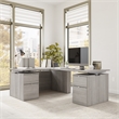 Scranton & Co Engineered Wood 60W Standing L Desk with Drawers in Platinum Gray