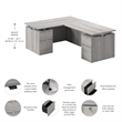 Scranton & Co Engineered Wood 60W Standing L Desk with Drawers in Platinum Gray