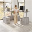 Scranton & Co Engineered Wood 72W Standing L Desk with Drawers in Platinum Gray