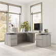 Scranton & Co Engineered Wood 72W Standing L Desk with Drawers in Platinum Gray