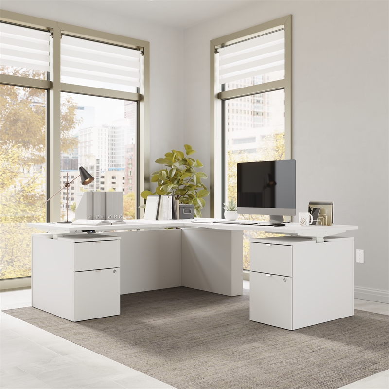 Scranton & Co Engineered Wood 72W Standing L Desk with Drawers in White