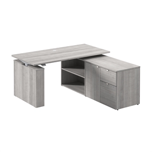 Scranton & Co Engineered Wood 60W x 30D Standing Desk with Storage in Gray