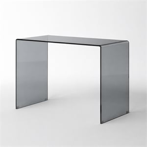 Scranton & Co Tempered Glass Computer Desk in Translucent Gray