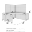 Scranton & Co Engineered Wood Natural Elm 4-Person L-Cubicle Desk with Drawers