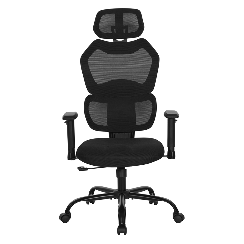 Scranton & Co Black Fabric Seat Manager's Chair with Adjustable Headrest