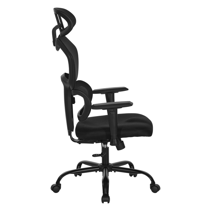 Scranton & Co Black Fabric Seat Manager's Chair with Adjustable Headrest
