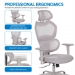 Scranton & Co Grey Fabric Seat Manager's Chair with Adjustable Headrest