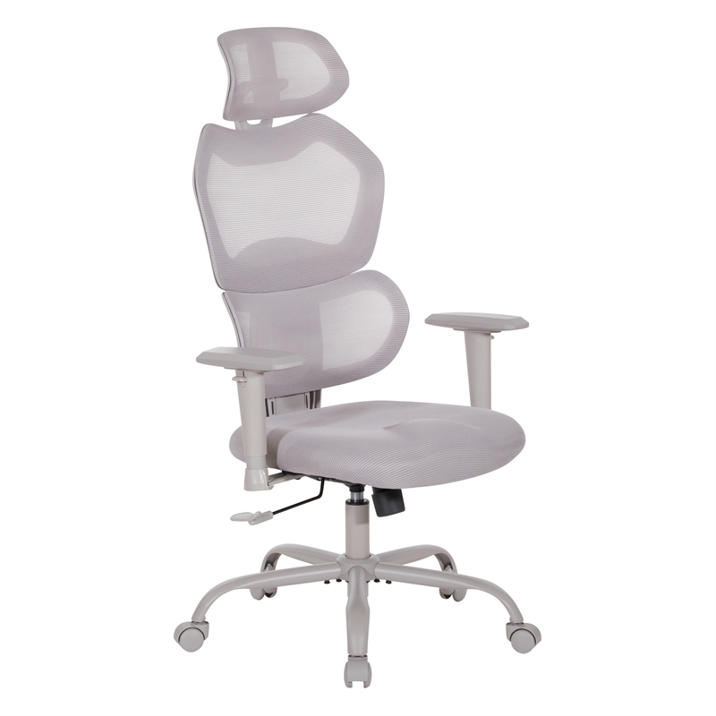 Scranton & Co Grey Fabric Seat Manager's Chair with Adjustable Headrest