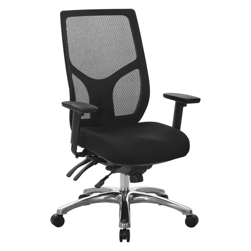 Scranton & Co Mesh High-Back Chair in Coal Black Fabric with Lumbar Support