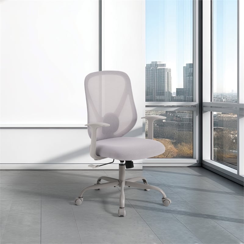 Scranton & Co Grey Fabric Manager's Chair with Mesh Back and Lumbar Support