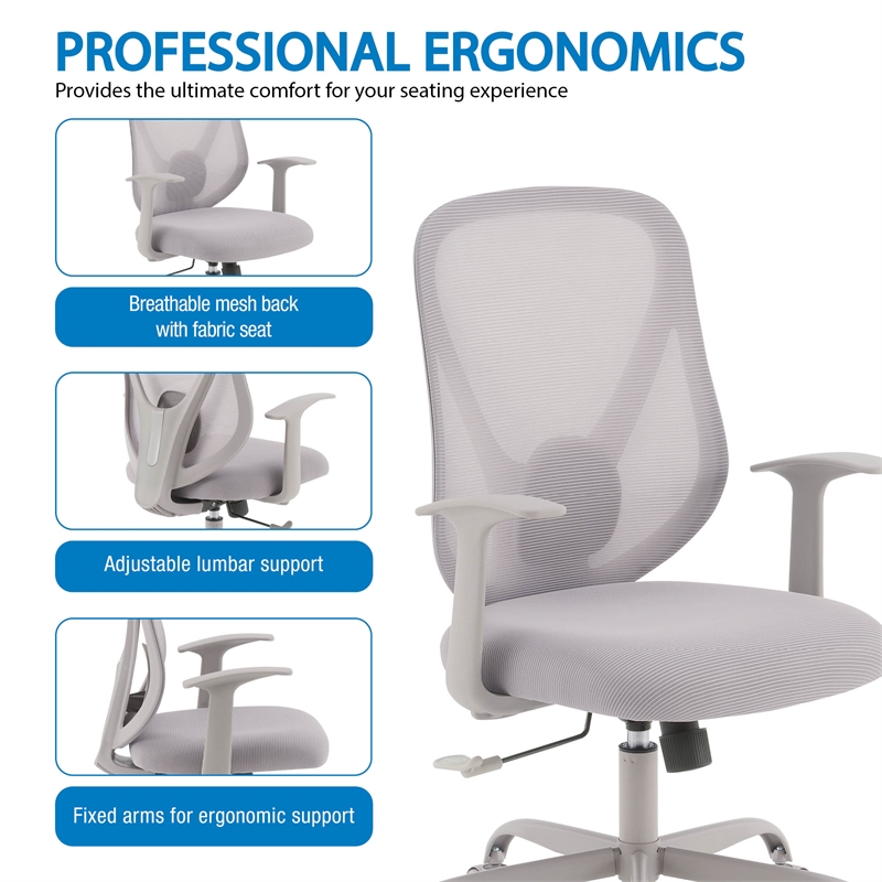 Scranton & Co Grey Fabric Manager's Chair with Mesh Back and Lumbar Support