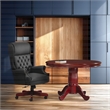 Scranton & Co Traditional Executive Chair in Black Vinyl with Cherry Base